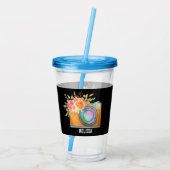 ボホオレンジカメラ&フローラブーケウォータカラー アクリルタンブラー (裏面)