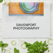 ボホオレンジカメラ&フローラブーケウォータカラー キッチンタオル (折り畳み)