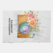 ボホオレンジカメラ&フローラブーケウォータカラー キッチンタオル (横)