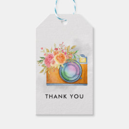 ボホオレンジカメラ&フローラブーケウォータカラー ギフトタグ