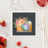 ボホオレンジカメラ&フローラブーケウォータカラー スタンダードカクテルナプキン (インサイチュ)