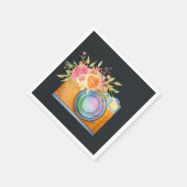 ボホオレンジカメラ&フローラブーケウォータカラー スタンダードカクテルナプキン (角)