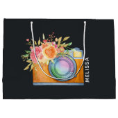 ボホオレンジカメラ&フローラブーケウォータカラー ラージペーパーバッグ (裏面)