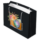 ボホオレンジカメラ&フローラブーケウォータカラー ラージペーパーバッグ (裏面アングル)