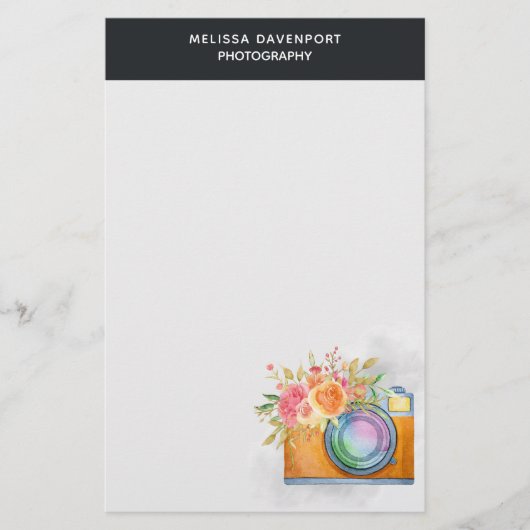 ボホオレンジカメラ&フローラブーケウォータカラー 便箋 (正面)