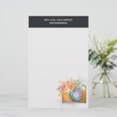 ボホオレンジカメラ&フローラブーケウォータカラー 便箋 (スタンド正面)