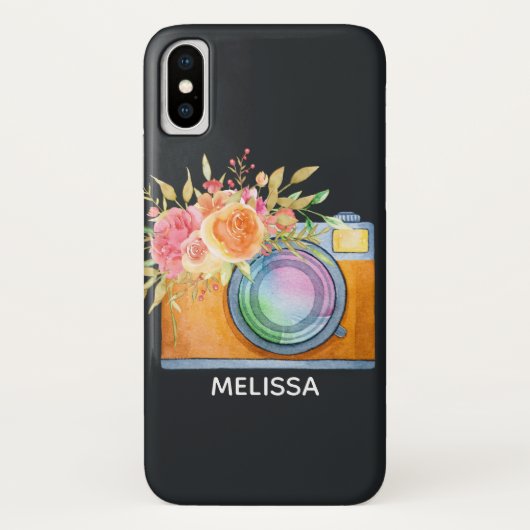ボホオレンジカメラ&フローラブーケウォータカラー Case-Mate iPhoneケース (裏面)