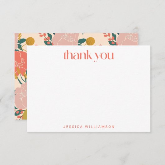 ボホオレンジグリーンボタニカルカスタムブライダルシャワー サンキューカード (正面/裏面)