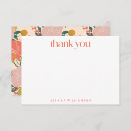 ボホオレンジグリーンボタニカルカスタムブライダルシャワー サンキューカード