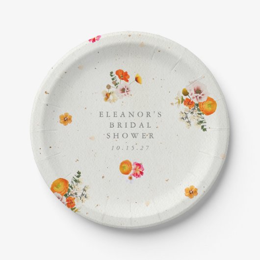 ボホオレンジコテージコアフローラブライダルシャワー名 ペーパープレート (正面)