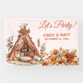 ボホオレンジテントワイルドフラワー結婚ズ 横断幕