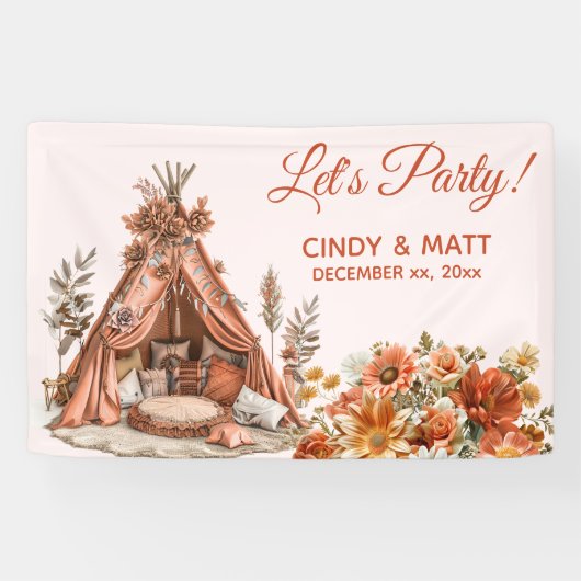 ボホオレンジテントワイルドフラワー結婚ズ 横断幕 (横)