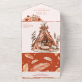 ボホオレンジフラワーオールインワン結婚式招待状 オールインワン招待状 (外側)