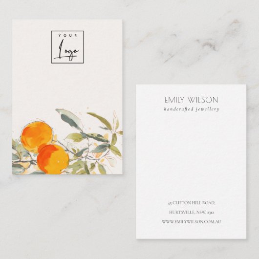 ボホオレンジフルーティロゴ空白のジュエリー表示 名刺 (正面/裏面)