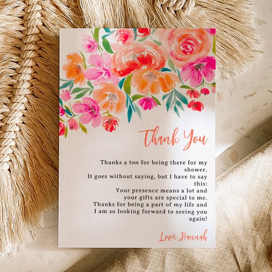 ボホオレンジフローラ野草ブライダルシャワー サンキューカード