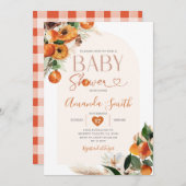 ボホオレンジベビーシャワーサマートロピカルフローラ 招待状 (正面/裏面)