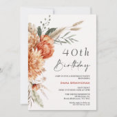 ボホオレンジベージュフローラ40歳 招待状 (正面)