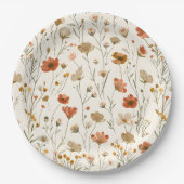 ボホオレンジワイルドフラワーベビーイン開花ベビーシャワー ペーパープレート (正面)
