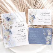 ボホオンエレガントザビーチブルー結婚式招待状 招待状