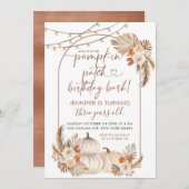 ボホオータムカボチャパッチ誕生日バッシュ招待状 招待状 (正面/裏面)