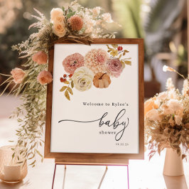 ボホオータムカボチャ女の子ベビーシャワー ポスター