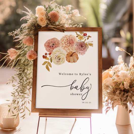 ボホオータムカボチャ女の子ベビーシャワー ポスター