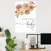 ボホオータムカボチャ女の子ベビーシャワー ポスター (ホームオフィス)