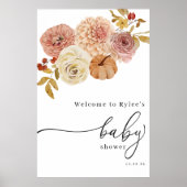 ボホオータムカボチャ女の子ベビーシャワー ポスター (正面)