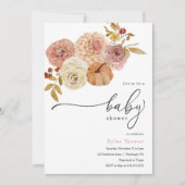 ボホオータムカボチャ秋ベビーガールシャワー 招待状 (正面)
