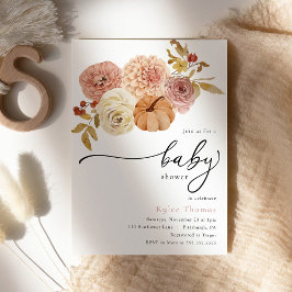 ボホオータムカボチャ秋ベビーガールシャワー 招待状