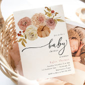 ボホオータムカボチャ秋ベビーガールシャワー 招待状