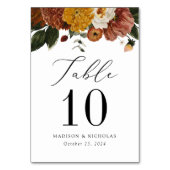 ボホオータムパーソナライズされたフローラ結婚ズ テーブルナンバー (裏面)