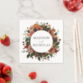 ボホオータムフローラパーソナライズされたリース結婚ズ スタンダードカクテルナプキン (インサイチュ)