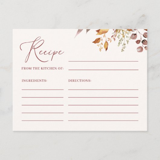 ボホオータムボヘミアンレシピカードのための花嫁 ポストカード (正面)