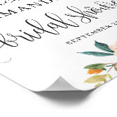 ボホオータムマリゴールドフローラブライダルウェルカムサイン ポスター (角)