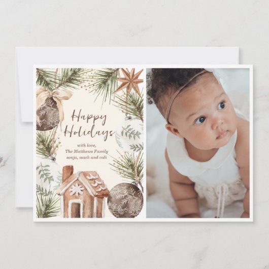 ボホオーナメントサラウンドフラットホリデーカード シーズンカード (正面)