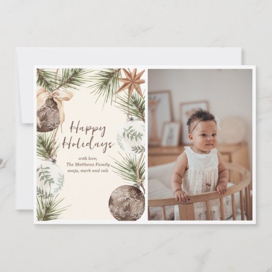 ボホオーナメントサラウンドフラットホリデーカード シーズンカード (正面)