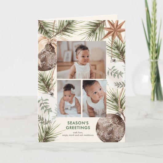 ボホオーナメント&パインズサラウンドホリデイ シーズンカード (正面)