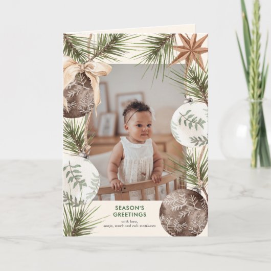 ボホオーナメント&パインズサラウンドホリデイ シーズンカード (正面)