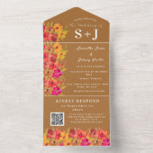 ボホオ素朴レンジテラコッタフローラ結婚式RSVP オールインワン招待状 (内側)
