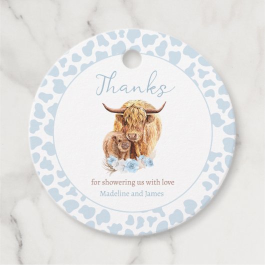 ボホカウブルーパンパスグラスボーイベビーシャワーの好意 フェイバータグ (正面)