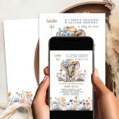 ボホカウボーイゾウとワイルドフラワー赤ちゃんシャワー 招待状