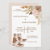 ボホカウボーイブーツウェスタン結婚式招待状 招待状 (正面/裏面)