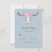 ボホカウースカルフローラ赤面ピンクウォーターカラーブルー 出欠カード (正面)