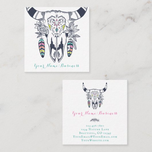 ボホカウースカルwithターコイズボヘミア スクエア名刺 (正面/裏面)