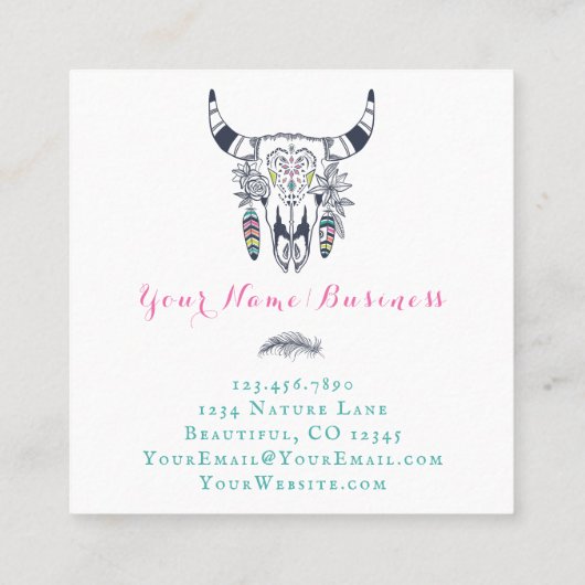 ボホカウースカルwithターコイズボヘミア スクエア名刺 (裏面)