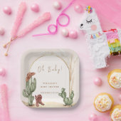 ボホカクタスアーチデザートカウボーイベビーシャワー ペーパープレート (パーティー)