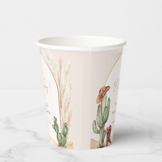 ボホカクタスアーチデザートカウボーイベビーシャワー 紙コップ (右)