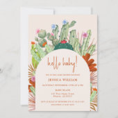 ボホカクタスアーチデザートパンパスハローベビーシャワー 招待状 (正面)