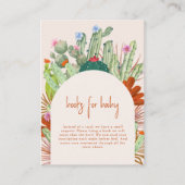 ボホカクタスアーチデザートパンパスブックスベビーシャワー エンクロージャーカード (正面)